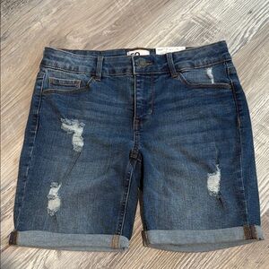 SO Blue Distressed Bermuda Shorts
